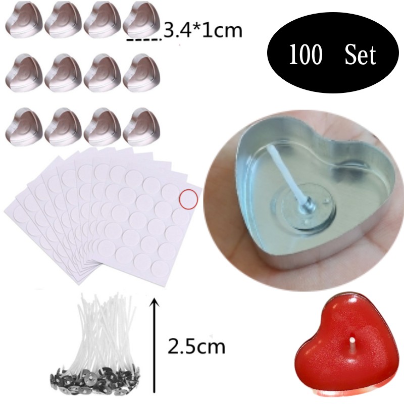 Candle Supplies Storage - 100 conjuntos em forma de coração