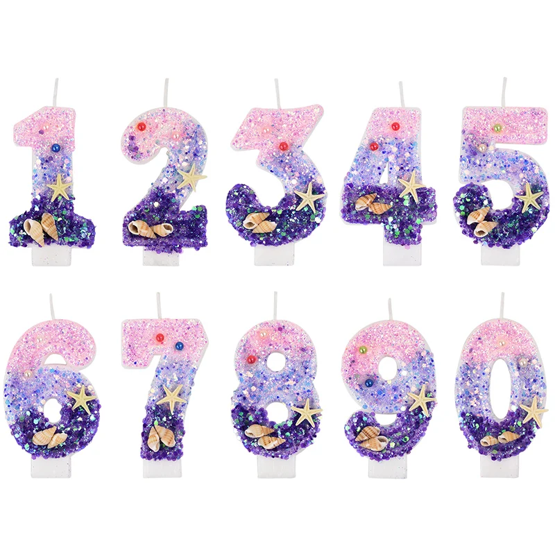 Zebra Candle Supplies - 0-9 número gradiente velas sereia decoração