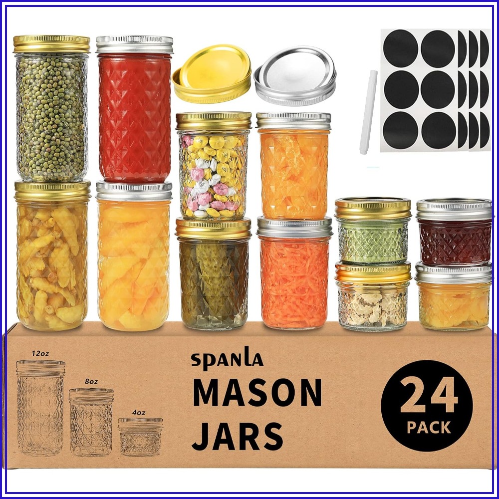 Mason Jar 8Oz - Conjunto de 24 Frascos Mason com