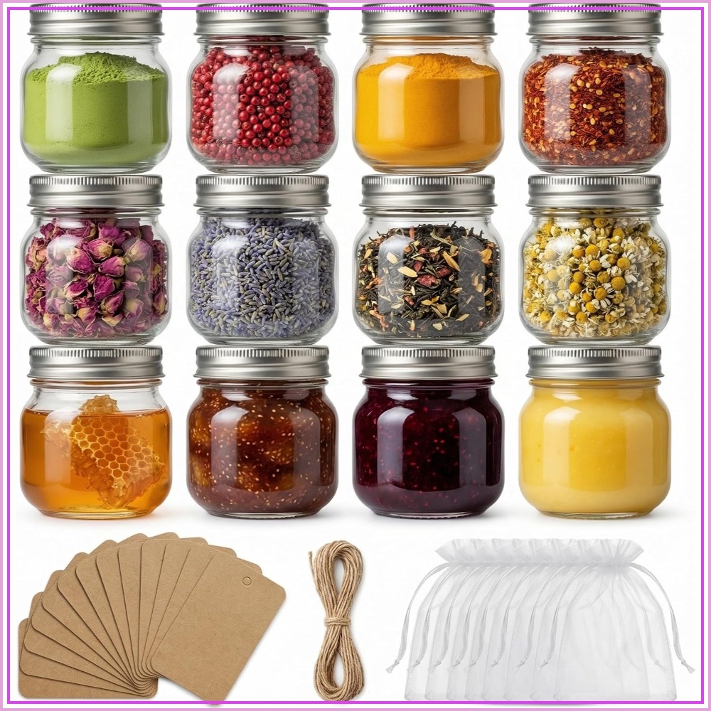 Mason Jar 8Oz - Pacote com 12 Frascos Mason de