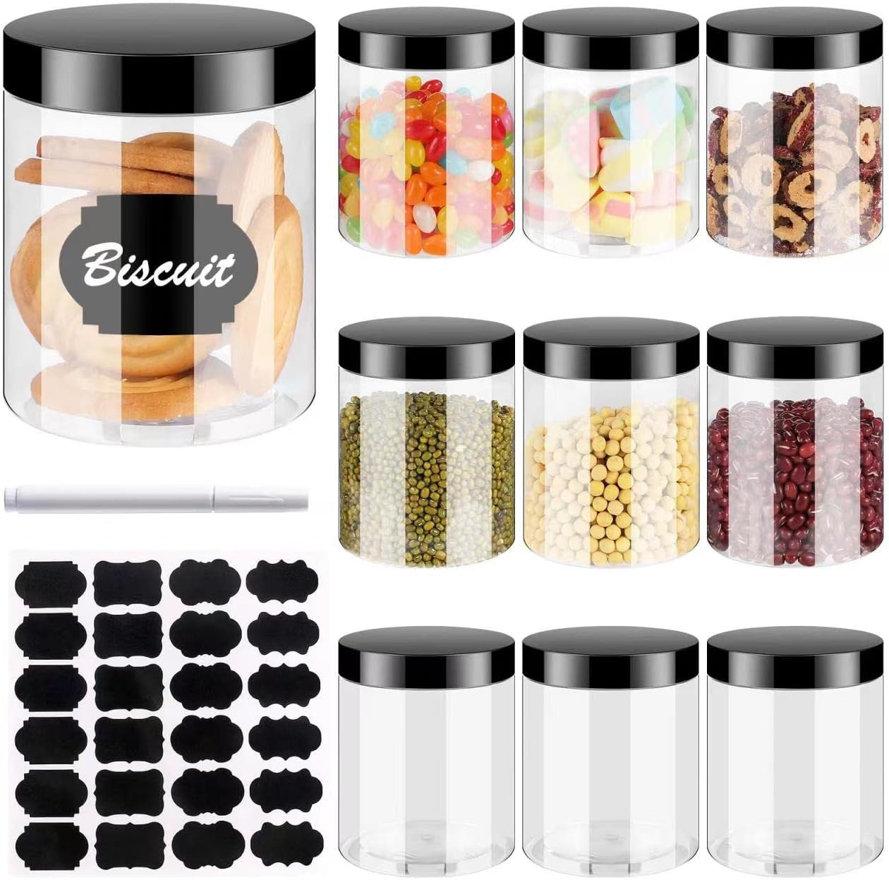 Mason Jar 8Oz - Frascos de plástico de 8oz com