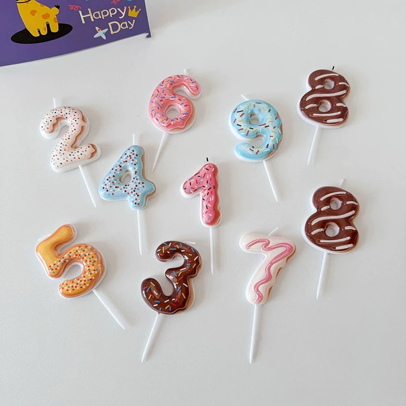 Doce donut número vela 0-9 núm - Zebra Candle Supplies avaliação e preço