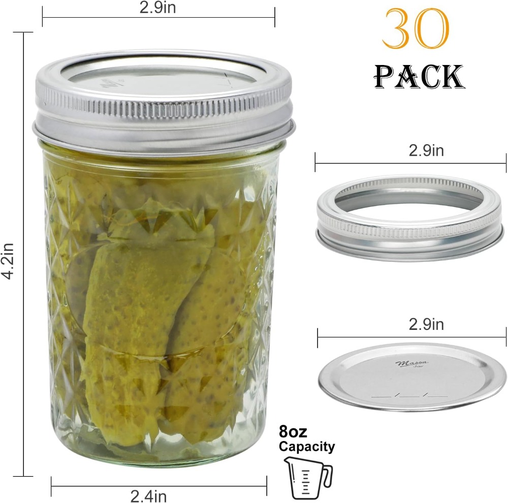 Pacote com 30 Frascos de Vidro - Mason Jar 8Oz avaliação e preço